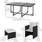 11 Pieces Wicker Patio Dining Set, Space-saving Outdoor Furniture Set with Removable Cushions, Glass Top Dining Table, 6 Armchairs, 4 Ottomans, PE Rattan Conversation Set