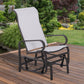 Outdoor Mesh Glider Swing Chair Patio Garden Rocking Gliding Seat Yard Porch Furniture, Brown Beige