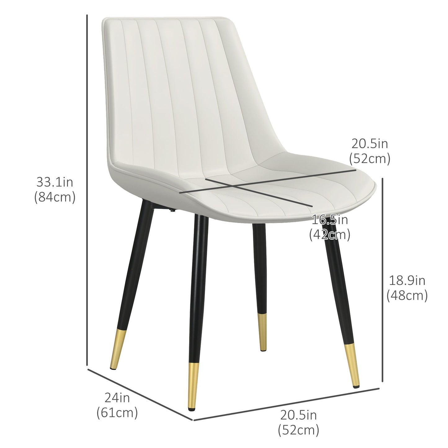 PU Leather Dining Chairs Set of 2 - Cream