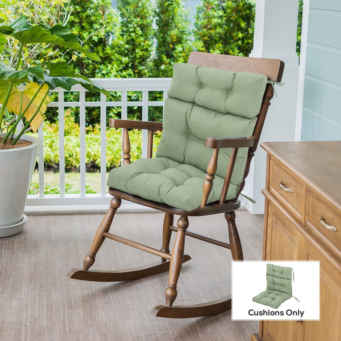 Outdoor Patio Chair Seat/Back Chair Cushion Replacement, Tufted Pillow with Thick Filling and String Ties, Light Green