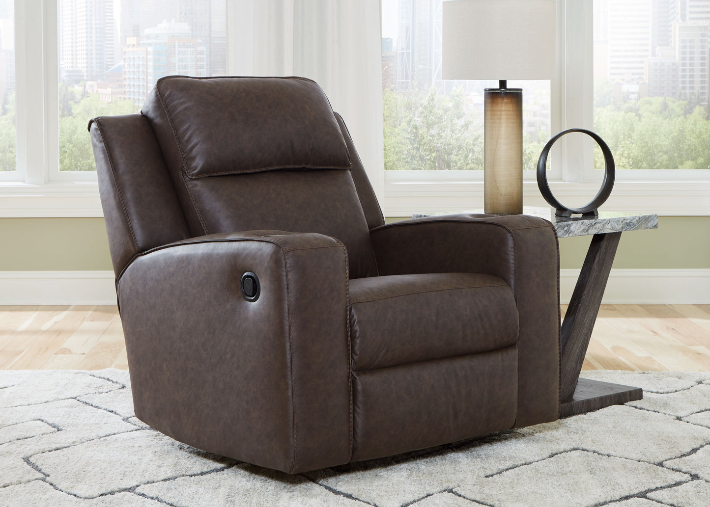 Lavenhorne - Granite - Rocker Recliner - Faux Leather