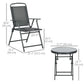 3 Pieces Bistro Set, Foldable Patio Furniture Set with Mesh Chairs, Glass Table for Garden, Balcony, Charcoal Grey