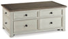 Bolanburg - Lift Top Cocktail Table - White / Brown / Beige