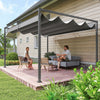 13' x 10' Patio Pergola with Retractable Canopy, Outdoor Sun Shelter, Yard Shade, Dark Grey