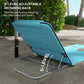 2 Pieces Beach Lounge Chair, Outdoor Folding Chaise Lounge Set w/ Pillow for Sunbath, Snap, Blue