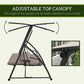 3 Seater Porch Swing Convertible Swing Chair Bed Cushioned Light Brown