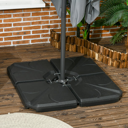 4-Piece Black Cantilever Umbrella Weight Plates with U-Locking