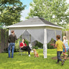 11' x 11' Dark Grey Pop-Up Gazebo with Double Roof & Sidewalls