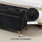 Storage Ottoman Bench, 43 Inch Large Storage Chest with Steel Legs and Padded Seat, Foot Rest, Load 485 lbs, Black