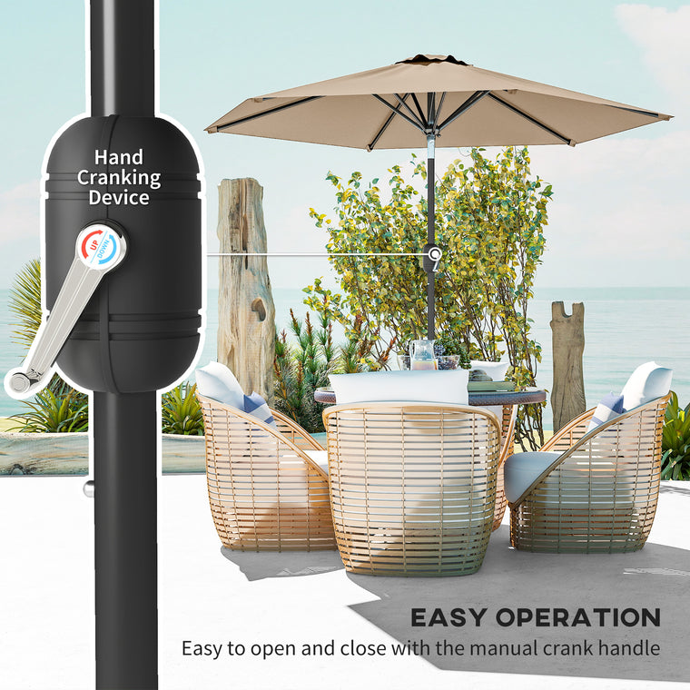 Coffee Patio Sun Umbrella with 6 Ribs