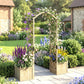 Wooden Garden Arch with 2 Planter Boxes, Arch Trellis for Climbing Plants, Decorative Arbor Archway, Natural Wood