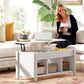 Lift Top Coffee Table, Modern Center Table with Storage Shelves and Hidden Compartment for Living Room, 41" L, White