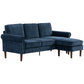 L Shape Sofa, Modern Sectional Couch with Changeable Chaise Lounge, Wooden Legs, Corner Sofa for Living Room, Dark Blue