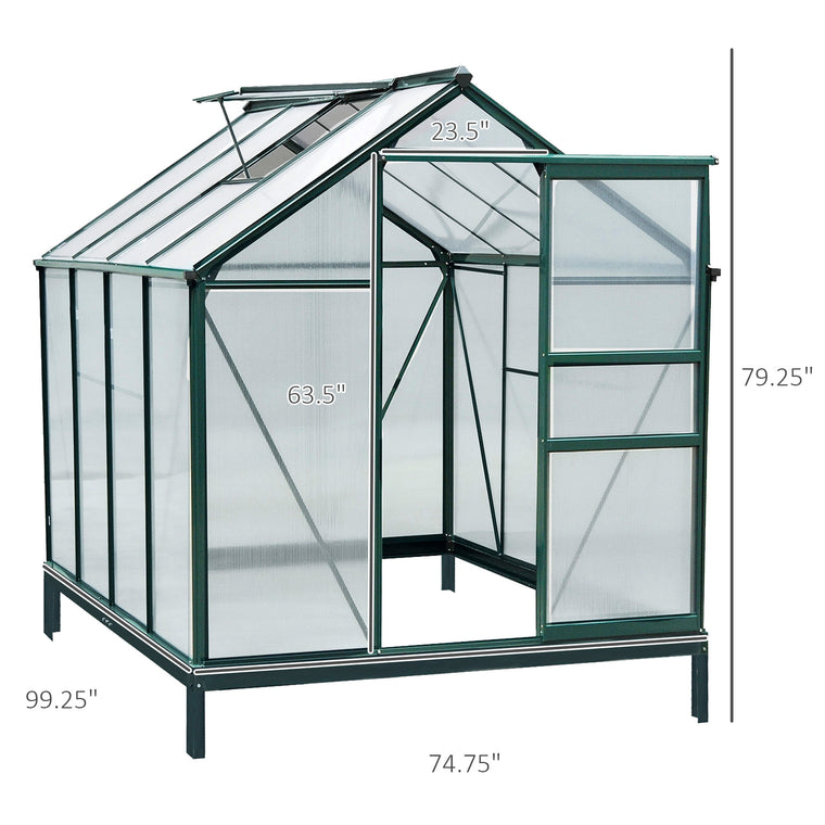 6' x 8' Greenhouse Clear & Twin Wall Panels Green Frame Press to Select