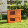 2-Tier Yellow Wooden Rabbit Hutch with 2 Main Rooms