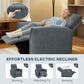 Power Recliner Chair, Dyed Fabric (Like Leathaire) Upholstered Recliner Chair with USB Ports, Footrest, Charcoal Grey