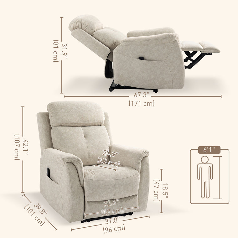 Manual Recliner with Massage and Side Pockets