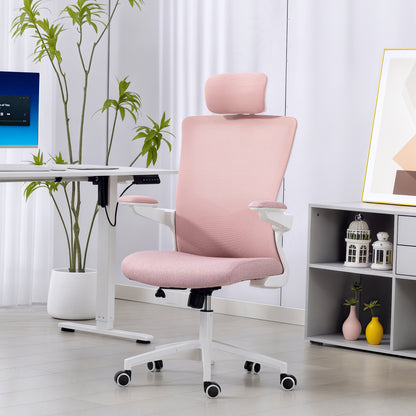 Ergonomic Office Chair with Lumbar Support and Headrest - Pink