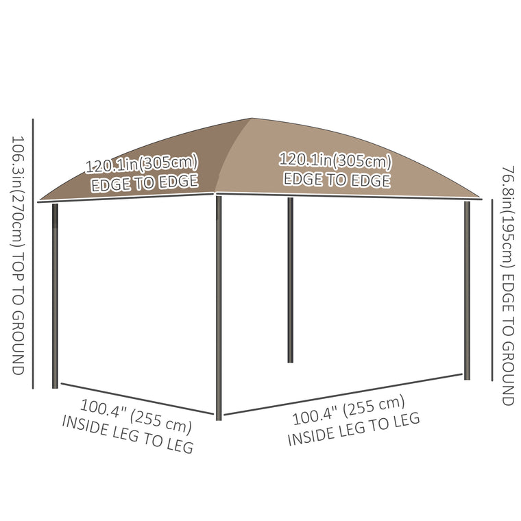 10' x 10' Khaki Gazebo with UV60+ Polycarbonate Roof