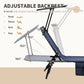 2 Piece Folding Outdoor Chaise Lounges, Pool Tanning Chairs with Reclining Back, Sunshade for Beach, Patio, Dark Grey