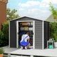 8' x 7' Outdoor Storage Shed, Easy to Assemble, Upgraded Galvanized Metal Garden Shed with Lockable Doors, Floor Frame and Gloves for Backyard, Lawn, Patio, Dark Grey