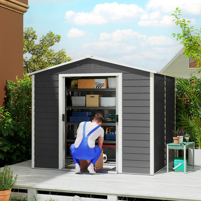 8' x 7' Galvanized Tool Shed with Lockable Doors and Floor Frame