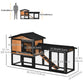 69" Black Wooden Rabbit Hutch with Run & Ramp