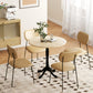 Dining Table for 2-4 People, Modern Round Kitchen Table with Pedestal Steel Base, 80cm, Natural Wood and Black