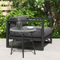 Rattan Side Table, Round Outdoor Table, with Round PE Rattan and Tempered Glass Table Top for Patio, Garden, Dark Grey