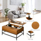 Lift Top Coffee Table with Hidden Storage Compartment Lift Tabletop Center Table for Living Room, Teak