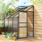 Aluminum Lean-to Greenhouse Polycarbonate Walk-in Greenhouse with Rain Gutter and Sliding Door, 6' x 4', Dark Grey