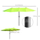 15ft Double-sided Patio Umbrella with Twin Canopy, Extra Large Outdoor Parasol with Crank for Pool, Deck, Market, Green