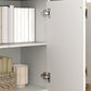 Sideboard Buffet Cabinet with 3 Doors, Modern Storage Cabinet with Adjustable Shelves & Center Leg, White