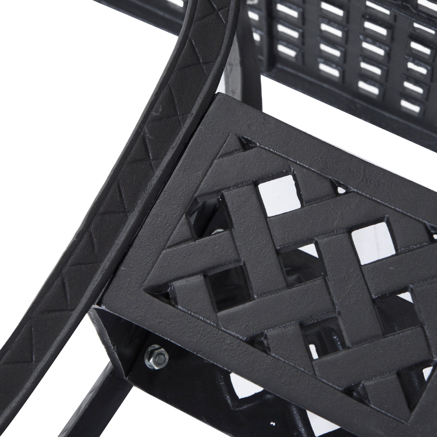36" Patio Dining Table, Outdoor Bistro Table with 2" Umbrella Hole, Cast Aluminum Frame, For Garden, Balcony, Black