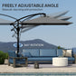 Patio Offset Umbrella UPF 50+ UV Protection, Crank Parasol with Base, Cover & Wind Securing, Khaki