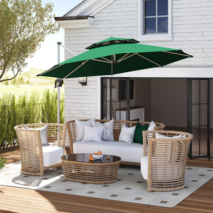10FT Dark Green Cantilever Umbrella with 360° Rotation
