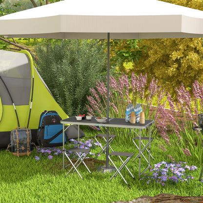 Black Folding Picnic Table with Adjustable Height