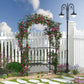 80" Tall Fairy Garden Arbor Arch with Bench Metal Outdoor Plant Climbing Support Trellis with 2 Seater Bench for Rose Vines Black