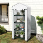 Portable Greenhouse, Outdoor Hot House Plant Flower Greenhouse with 4 Tier Shelves, PE Cover, White