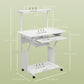 32" Mobile Computer Table, Rolling Study Desk for Home Office with Keyboard Tray, Storage Shelves, Wheels, White