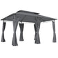 10' x 13' Double Roof Patio Gazebo, Outdoor Gazebo with Curtains, for Garden, Lawn, Backyard and Deck, Grey