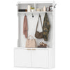 4-in-1 Hall Tree with Shoe Bench and Coat Rack - White
