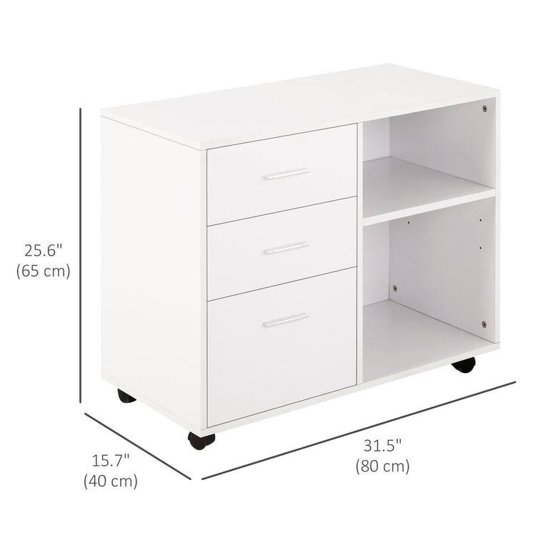 3-Drawer Lateral Filing Cabinet on Wheels