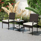 3 Piece Wicker Patio Furniture Set with Stackable Chairs, Washable Cushion, Tempered Glass Top, for Backyard, Brown