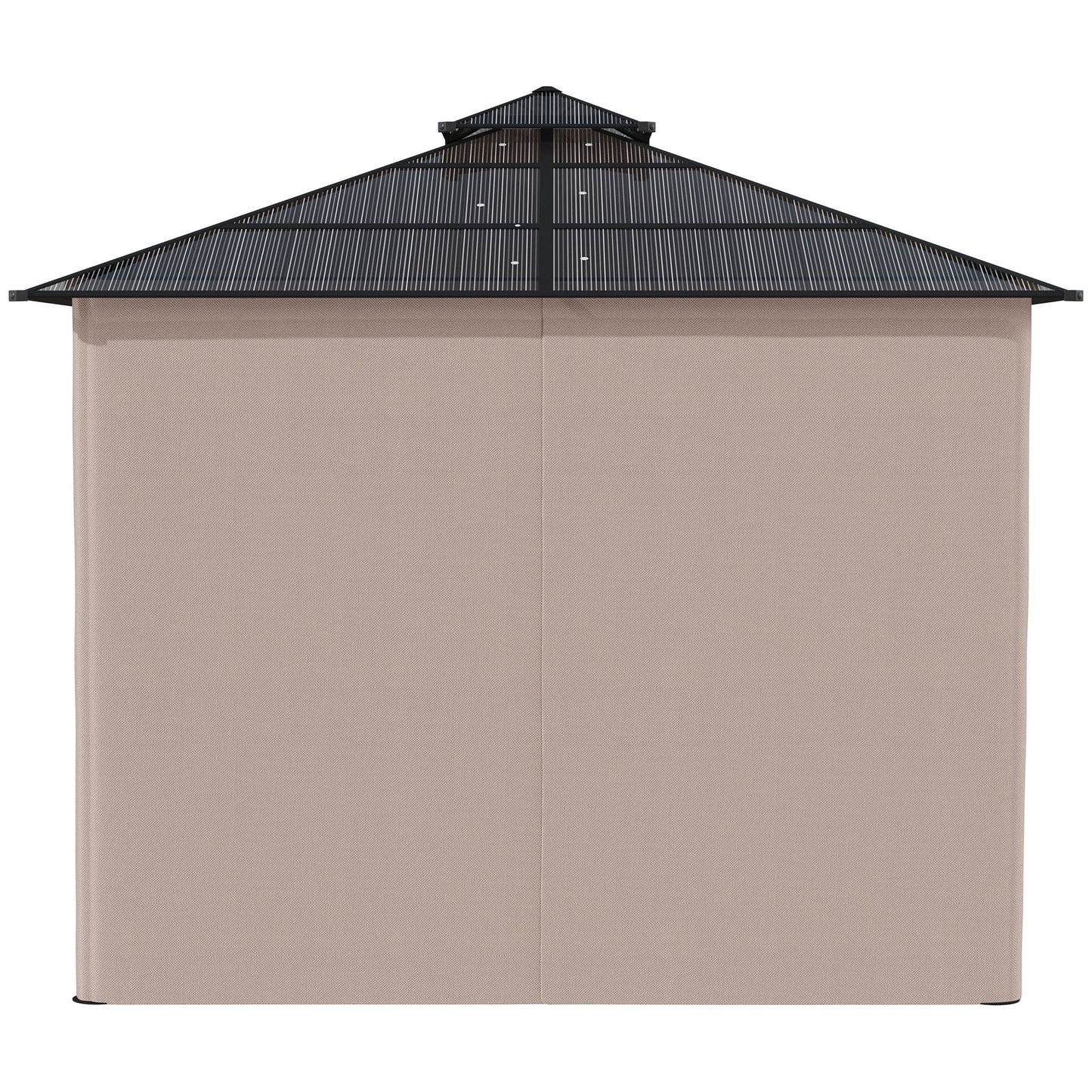 10' x 10' Outdoor Hardtop Gazebo Canopy w/ Double PC Roof, Steel Frame, Nettings, Curtains for Garden Lawn Deck, Khaki