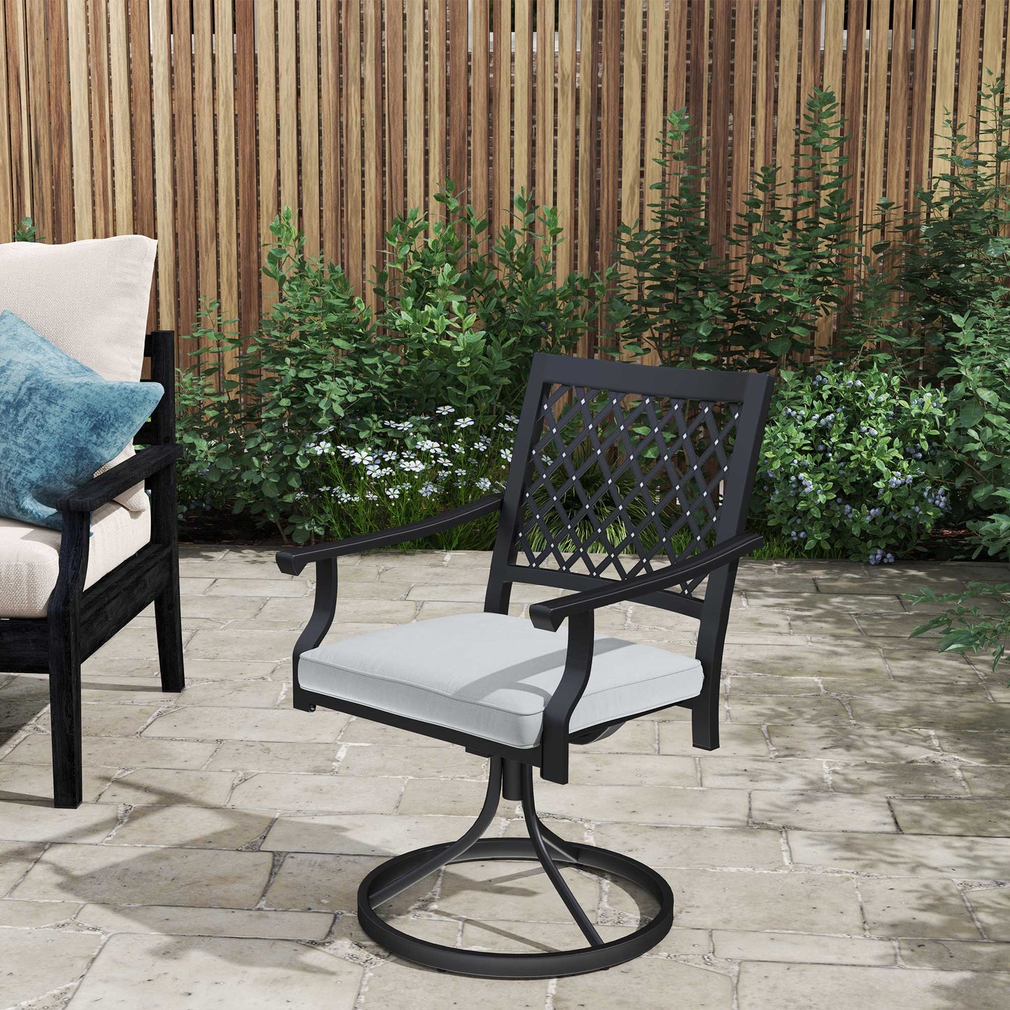Outdoor Patio Chairs Set of 2, Metal Swivel Rocker Chairs with Cushion and Armrests for Backyard, Garden, Patio