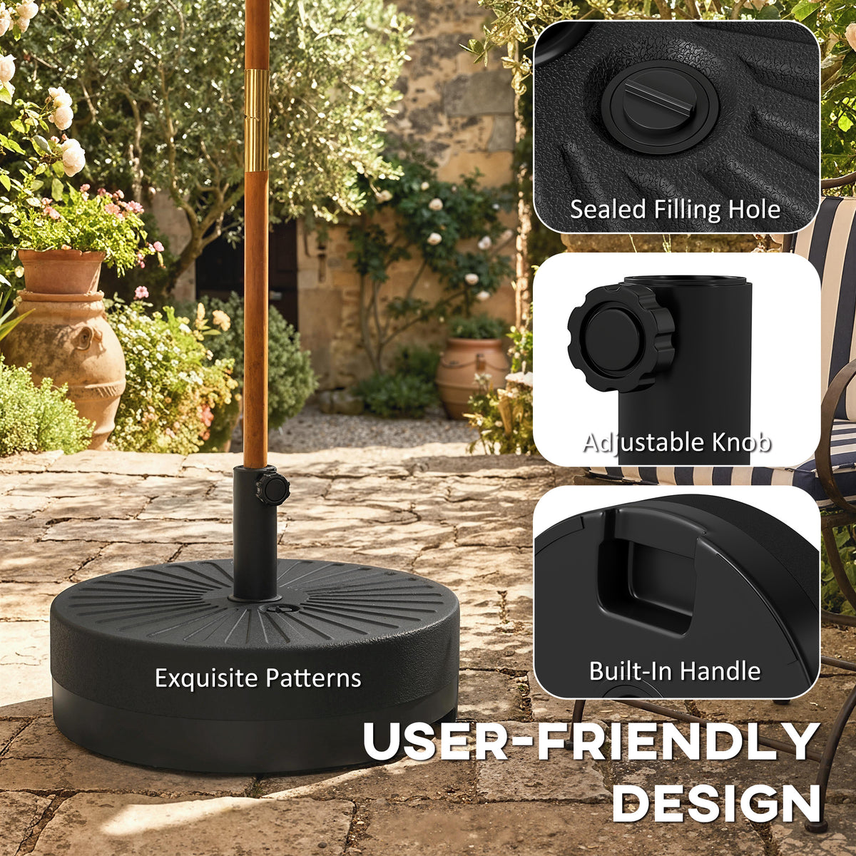 20" Fillable Water/Sand Umbrella Base Stand