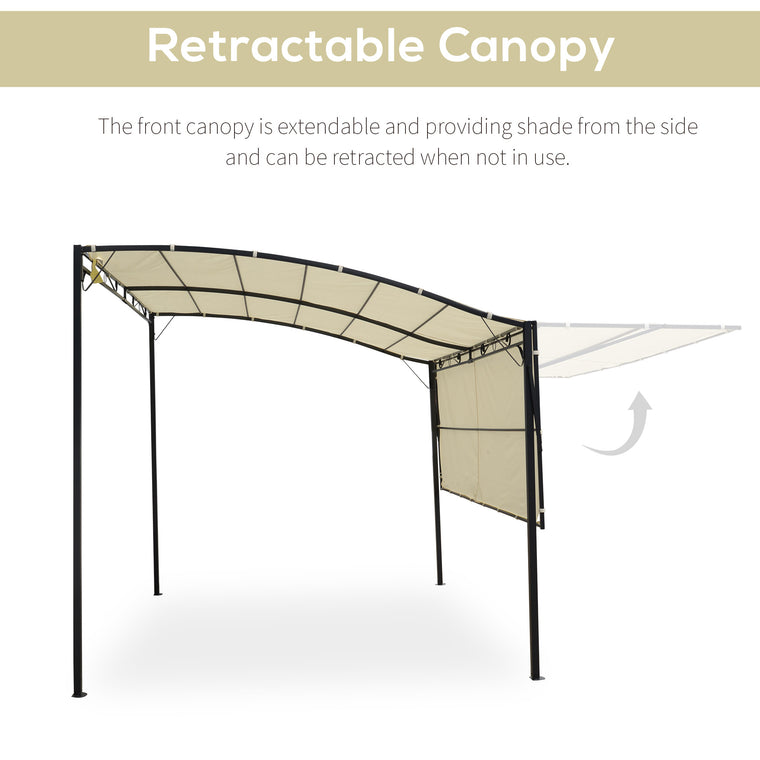10' x 8' Cream White Metal Gazebo with Side Awning