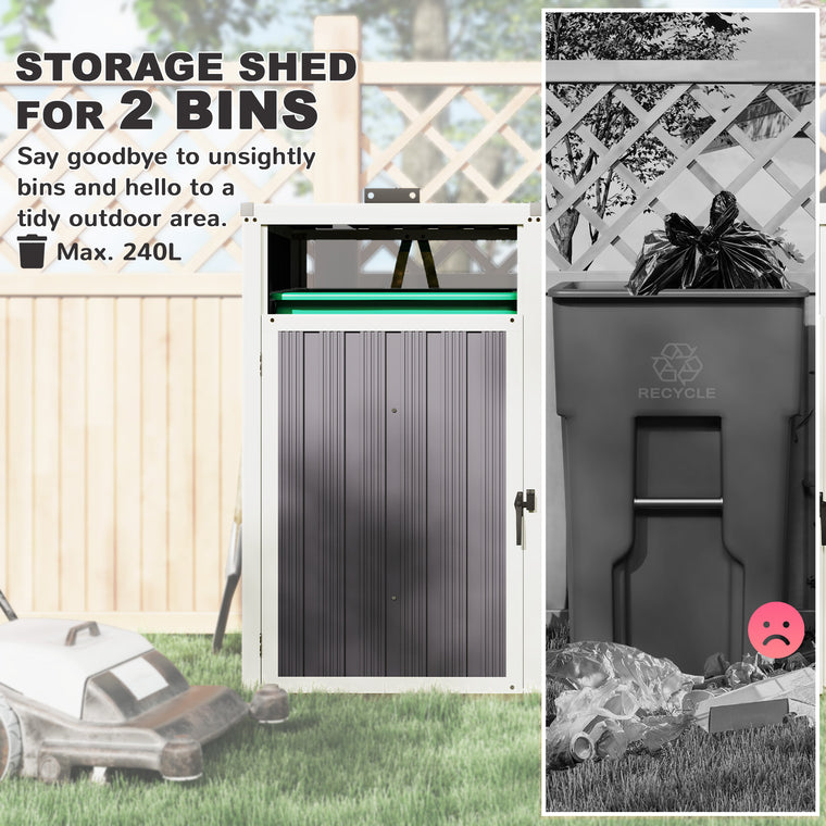 Galvanized Garbage Bin Shed with Openable Lid