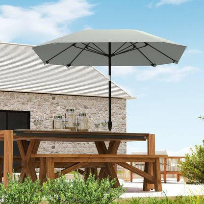 7.6FT Light Grey Aluminum Market Umbrella with 8 Ribs